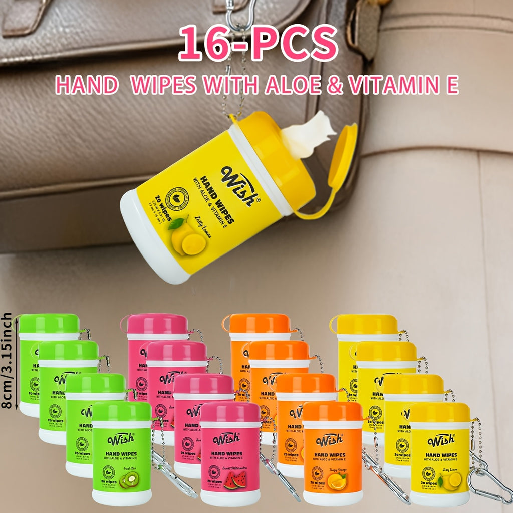 Mini Travel Hand Wipes 4-16 Pack Assorted Scents - Portable Pocket Wet Wipes for Travel Outdoor Picnic Kitchen & Bathroom 80-320 Sheets