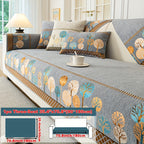 Bohemian Embroidered Sofa Cushion Cover Geometric Tree Leaf Design Pet Friendly Elegant Blue Gold for Living Room Bedroom Office All Sofa Sizes