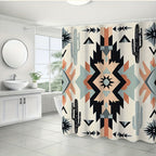 Boho Shower Curtain Set 4 Piece - Bohemian Pattern Bathroom Set with 12 Hooks, Non-Slip Toilet U-Pad & Lid Cover, Colorful Mandala Decor for Apartment Home Bathroom, Holiday Gift