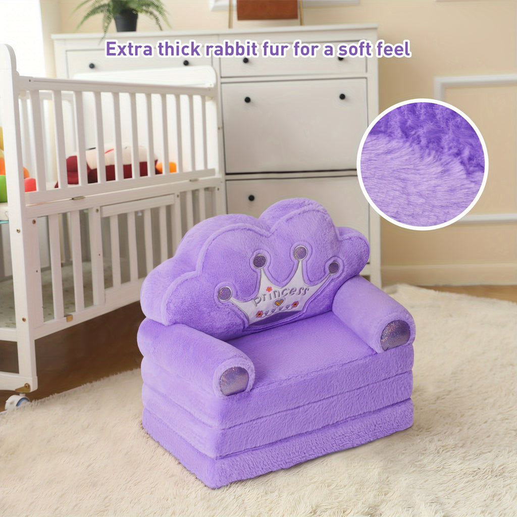 2-in-1 Kids Sofa Pillow Foldable with Soft Plush Memory Foam – Children's Washable Lounger Chair, Cozy Bedroom & Playroom Seat, Cute Birthday & Holiday Gift for Boys and Girls