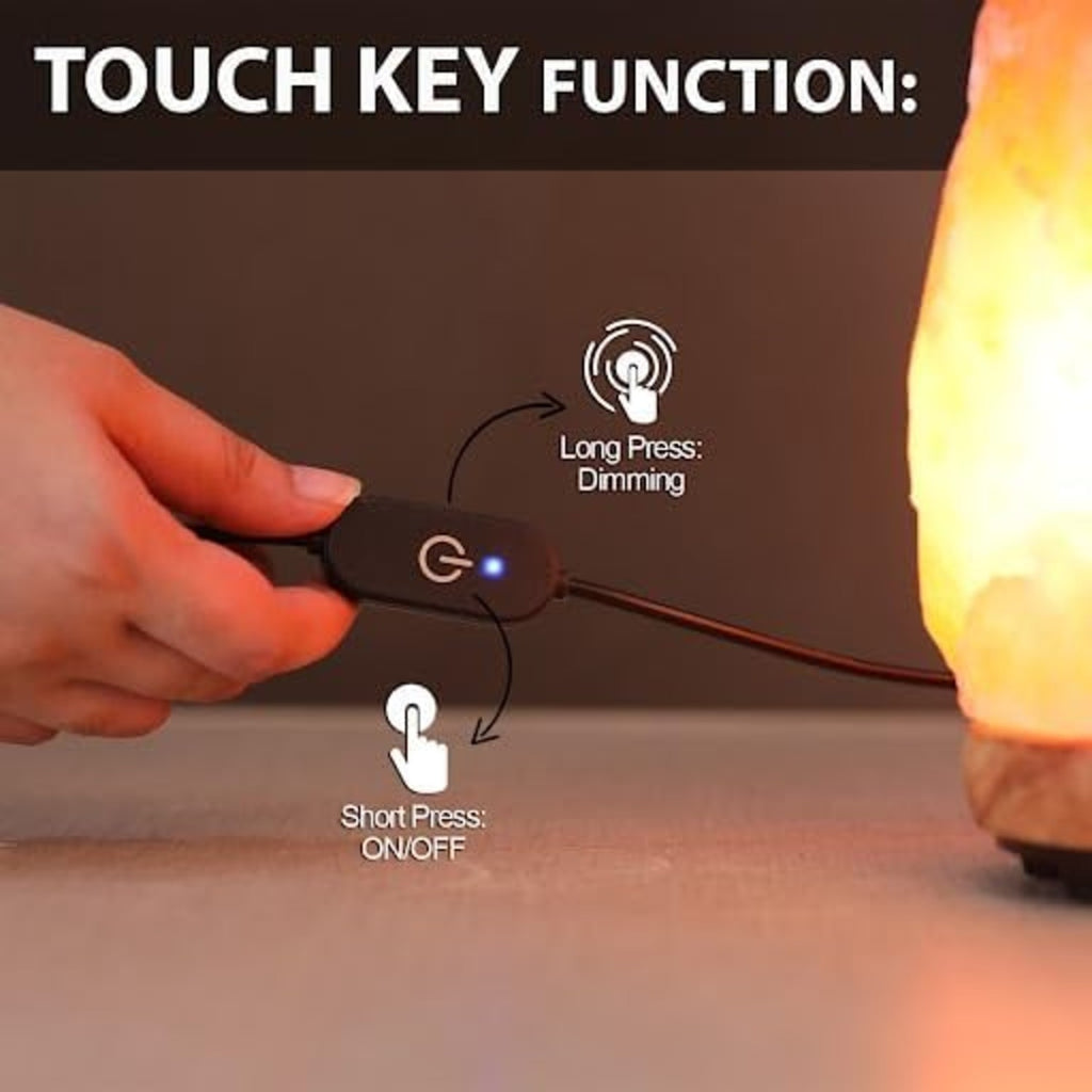 Himalayan Salt Lamp Set of 2 – Pink Crystal Night Light with Neem Wood Base, USB Dimmer Switch, Warm Glow for Bedroom & Relaxation