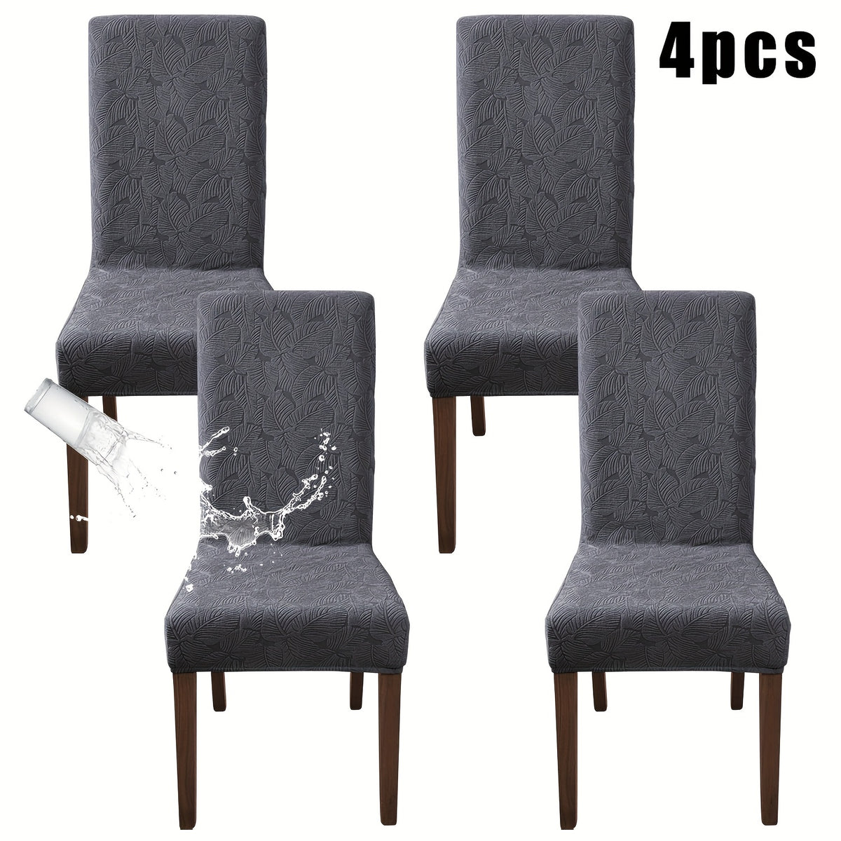 Dining Chair Covers 4/6pcs – Plant Print Stretch Parsons Chair Slipcovers 90% Polyester Elastic Band All-in-One Seat & Back Protector, Vintage Elegant Style for Kitchen Wedding Mother's Day Gift