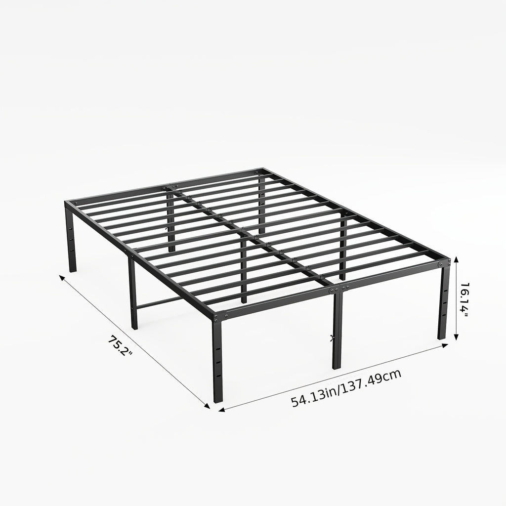 Metal Platform Bed Frame with Steel Slat Support | No Box Spring Needed | Under-Bed Storage | Easy Assembly | Noise-Free | Black | Twin Full Queen King