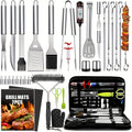Stainless Steel Griddle Tool Set 34-Piece – 304 Food-Grade BBQ & Teppanyaki Tools for Camping, Family Cookouts & Outdoor Cooking