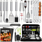 Stainless Steel Griddle Tool Set 34-Piece – 304 Food-Grade BBQ & Teppanyaki Tools for Camping, Family Cookouts & Outdoor Cooking