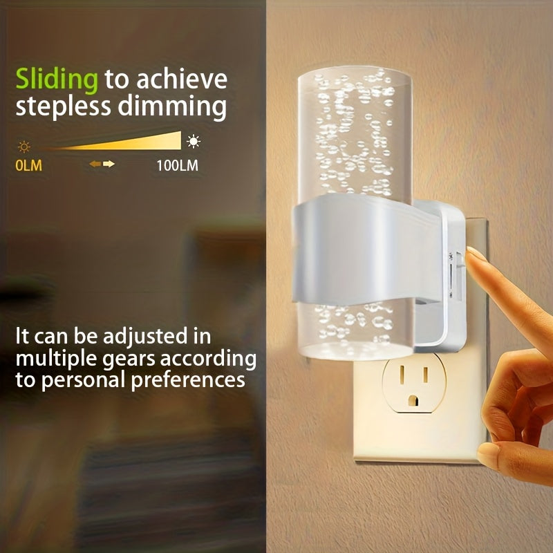 Night Lights Plug-In 2 Pack, Dimmable 3000K Warm LED, Auto Light Sensor, Modern Wall Night Light for Hallway, Bedroom & Living Room