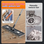 Flat Mop and Bucket Set 40cm, Hands-Free Wringing Dual Bucket System, 360° Rotating Mop Head, 2 or 6 Microfibre Replacement Pads, Wet & Dry Separation, Safe on All Floor Types