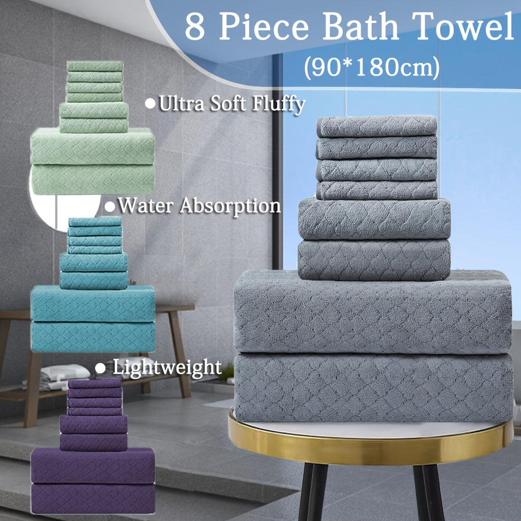 8 Piece Bath Towel Set Oversized – 2 Extra Large Bath Sheets, 2 Hand Towels, 4 Washcloths – Soft, Highly Absorbent, Quick Dry Shower Towels for Bathroom, Hotel, Spa & Beach