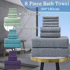 8 Piece Bath Towel Set Oversized – 2 Extra Large Bath Sheets, 2 Hand Towels, 4 Washcloths – Soft, Highly Absorbent, Quick Dry Shower Towels for Bathroom, Hotel, Spa & Beach