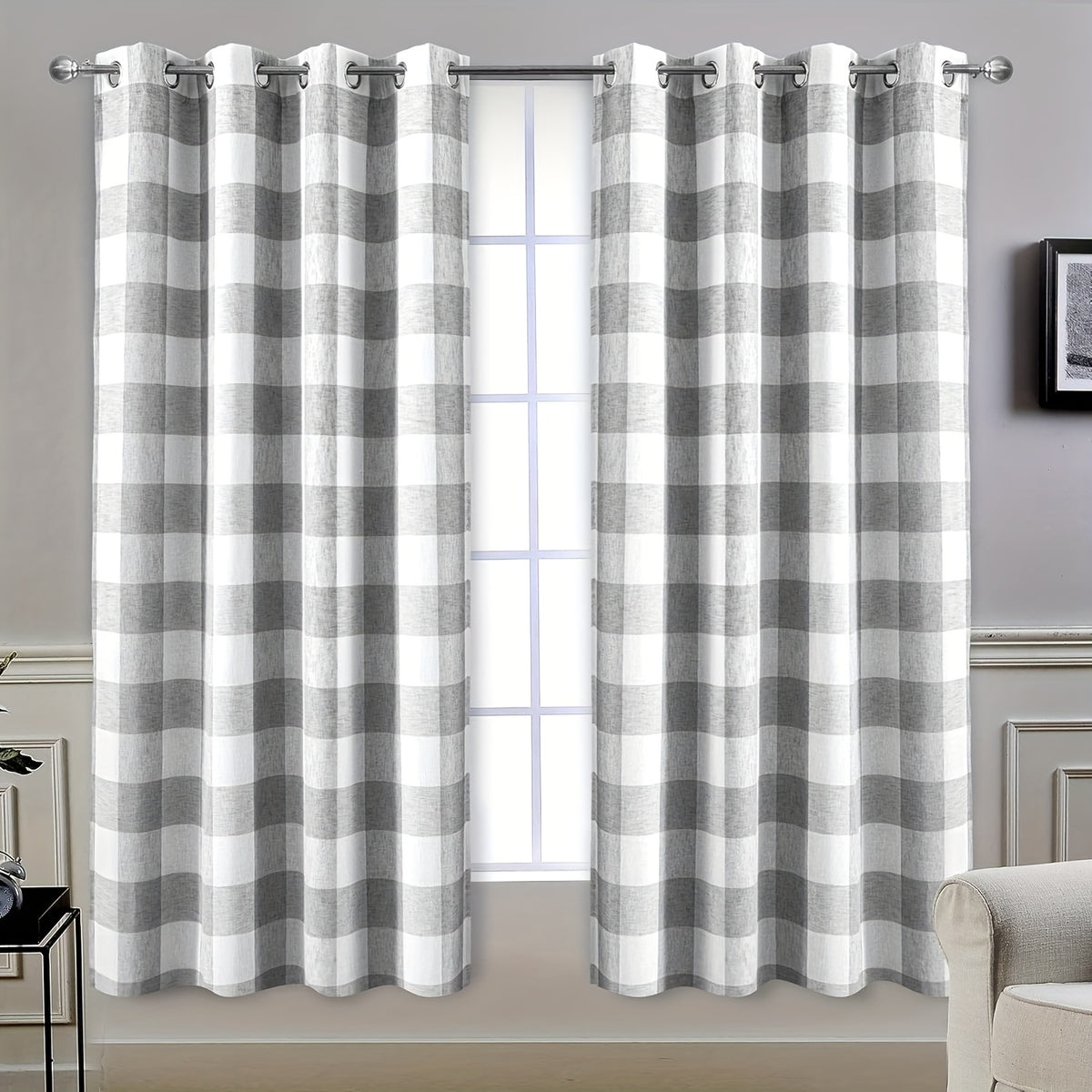 Buffalo Plaid Blackout Curtains Farmhouse Thermal Insulated Drapes | Room Darkening Window Panels for Bedroom Dining Room, 9 Colors 14 Sizes, Single or 2-Panel Set