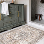 Bohemian Area Rug Washable Ultra-Soft Non-Slip Retro Foldable Living Room Bedroom Rug Beige Grey 4x6 5x7 6x9 8x10 9x12