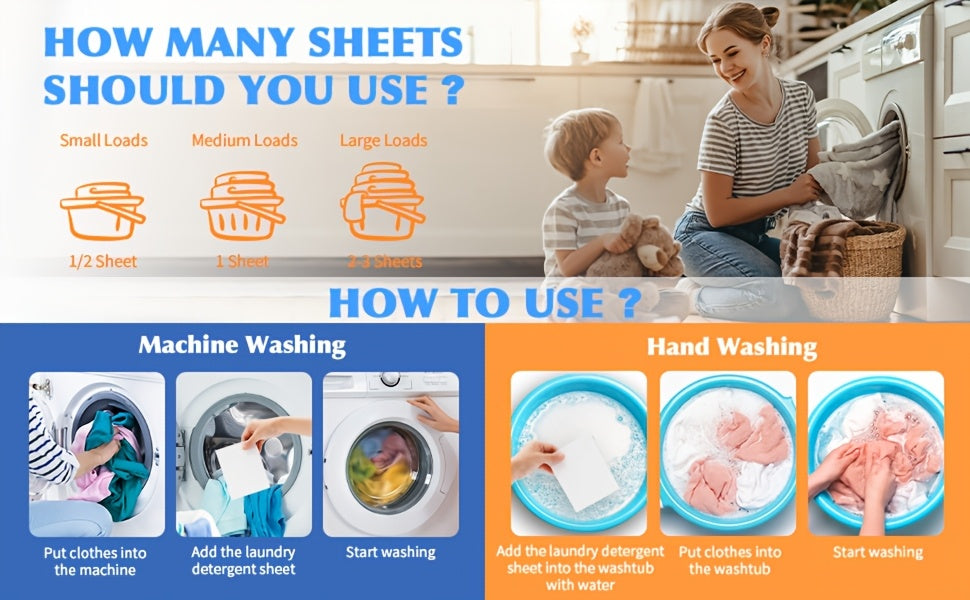 Laundry Detergent Sheets 480 Loads – Eco Washing Strips No Plastic Jug, HE Compatible, Santal Scent & Fragrance-Free, Concentrated Liquidless Laundry Soap for Home, Travel & Dorm