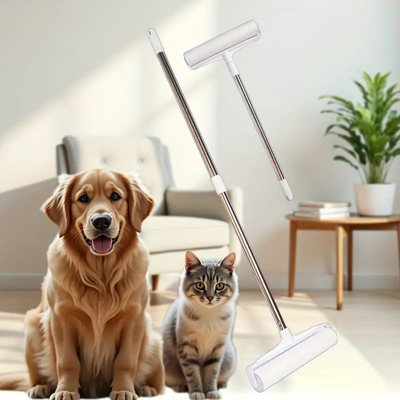 Pet Hair Removal Cleaning Set 4pcs – 3 Lint Roller Refill Rolls & Extendable Mop Brush for Floor, Sofa, Carpet & Furniture – Reusable Pet Hair Remover Kit for Dog & Cat Hair, Home Cleaning Essentials