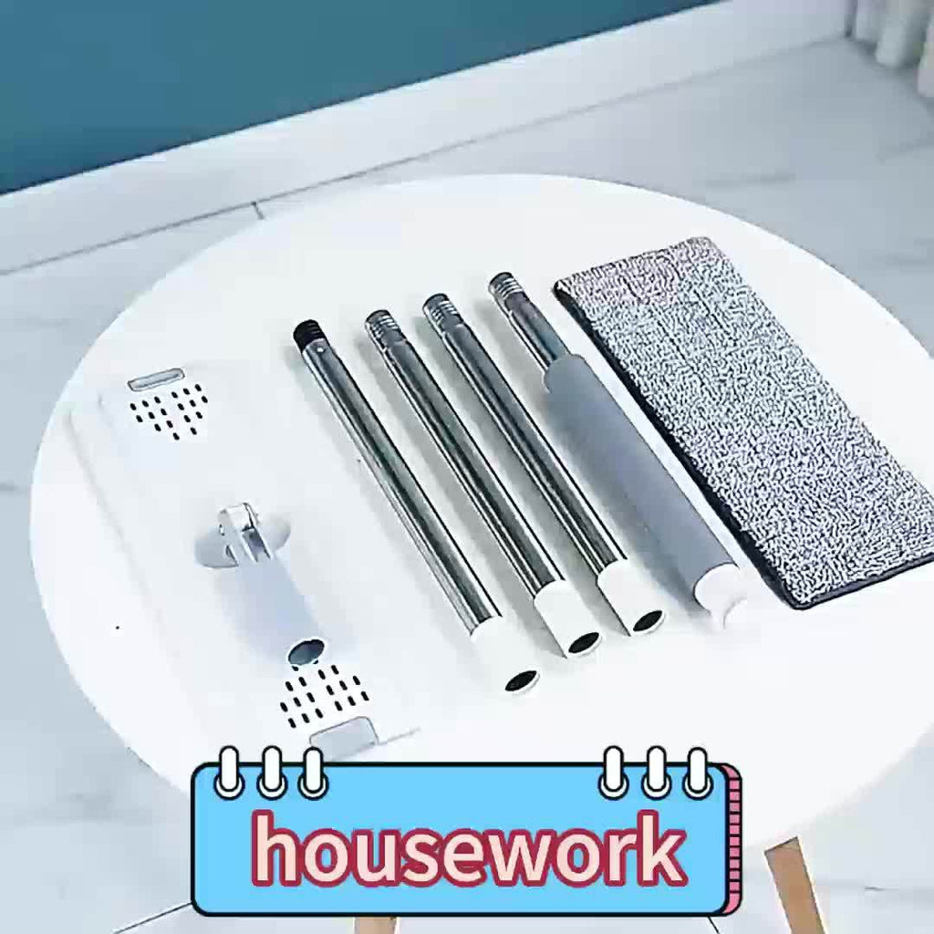 Rotating Flat Mop and Bucket Set with 6 Replaceable Microfiber Pads, Hands-Free Wringing Flexible Spin Mop for Wet Dry Floor Cleaning, Household Cleaning Tools for Hardwood Tile Laminate
