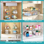 Transparent Pull-Out Storage Organizer – Double-Layer Slide-Out Cabinet Basket for Bathroom Vanity, Under-Sink & Kitchen, Space-Saving Plastic Shelf (1 or 2pcs)