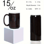 Color Changing Mugs 12 Pack – Heat Sensitive Sublimation Coffee Cups Reveal Design When Hot, 11oz & 15oz | Perfect for Parties & Gifts