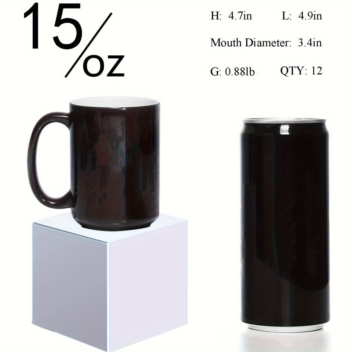 Color Changing Mugs 12 Pack – Heat Sensitive Sublimation Coffee Cups Reveal Design When Hot, 11oz & 15oz | Perfect for Parties & Gifts