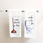 Funny Bathroom Hand Towels 2pcs – Absorbent Guest Towels 24×16 Inch | Humorous Bathroom Decor & Home Decor | Perfect Housewarming Gift