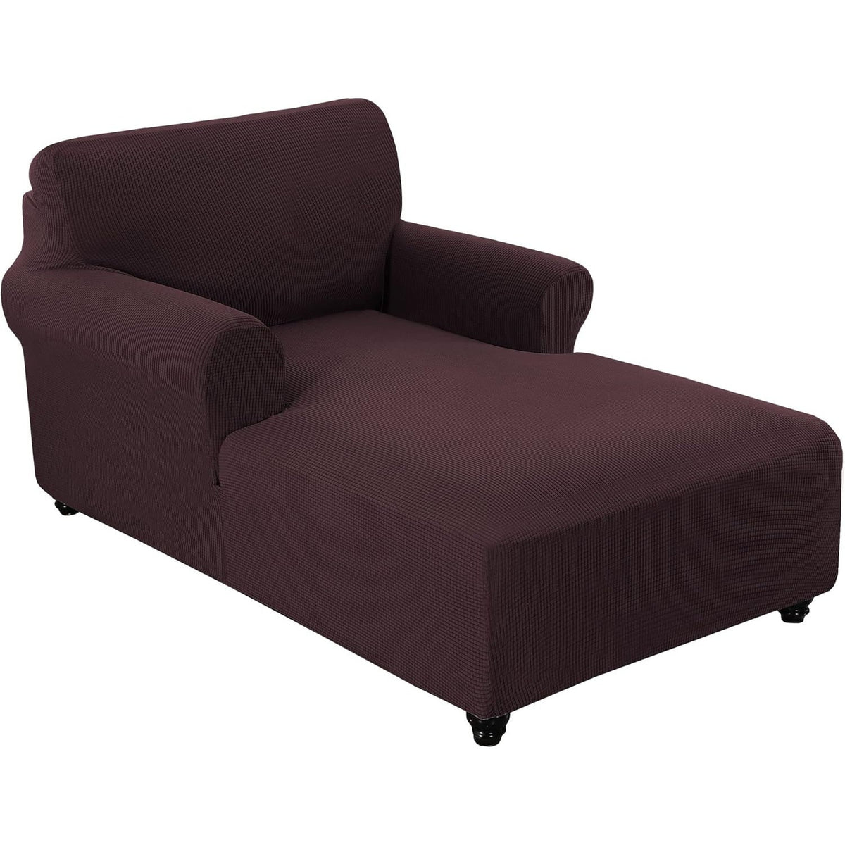 Chaise Lounge Cover Stretch Slipcover – Jacquard Lattice Fabric, Soft Machine Washable Chair Cover with No or Double Armrests for Living Room Bedroom, 11 Colors