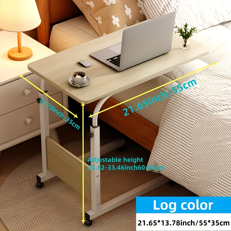 Rolling Laptop Desk Movable Adjustable Height 360 Degree Rotating Wheels Bedside Computer Desk for Bedroom Living Room Dormitory Multifunctional Student Writing Desk Multiple Colors