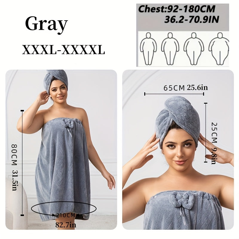Extra Large Bath Wrap Skirt & Shower Cap Set of 2 – Super Absorbent Coral Fleece Body Wrap Towel, Adjustable M–XXXXL | Home, Travel, Sauna & Spa