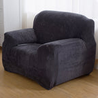 Plush Sofa Slipcover Stretch Thick Couch Cover - Soft Velvet Furniture Protector for Chair Loveseat 3 4 Seater, Anti-Slip Elastic Wrap, Machine Washable, 6 Colors for Living Room