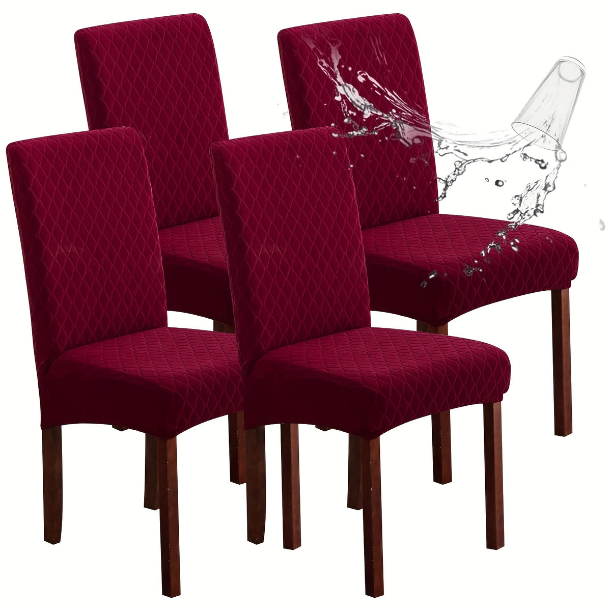 Dining Chair Covers Set of 4 6 Stretch Jacquard Slipcovers - Removable Washable Chair Protectors for Kitchen Parsons Dining Room Chairs