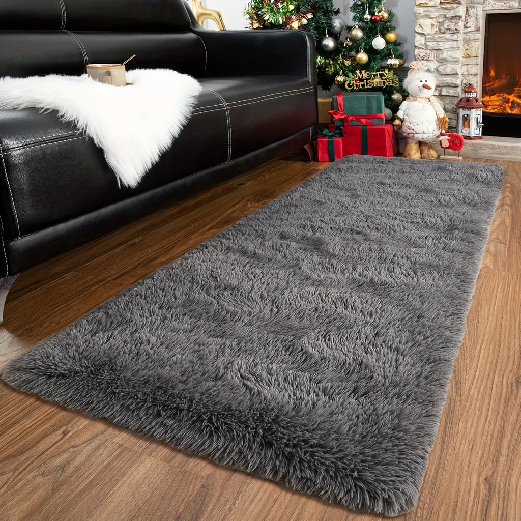 Shaggy Runner Rug Soft Fluffy Area Rug Non-Slip Plush Carpet for Bedroom Hallway Dorm Living Room – Jacquard & Tie-Dye Colors, 2x6 3x5 6x9 8x10 Feet