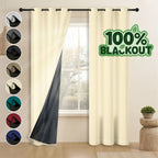 Grommet Blackout Curtains 2 Panels 100% Polyester for Bedroom, Living Room & Dining – Stainless Steel Rings, Black Backing, 8 Colors & 9 Sizes