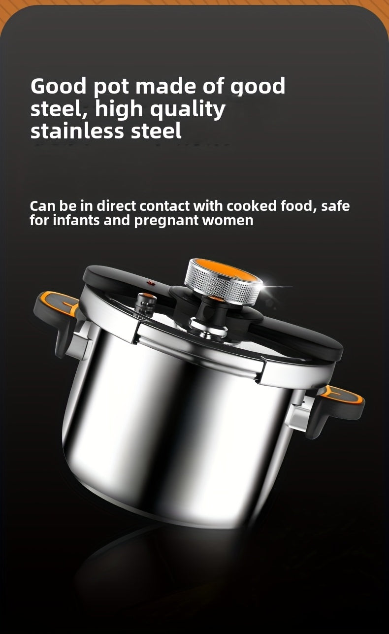 Stainless Steel Pressure Cooker Fast Cooking with One-Touch Locking Lid, Safety Valve & Pressure Gauge – Induction & Gas Compatible for Indoor Outdoor Use