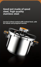 Stainless Steel Pressure Cooker Fast Cooking with One-Touch Locking Lid, Safety Valve & Pressure Gauge – Induction & Gas Compatible for Indoor Outdoor Use