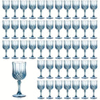 Shatterproof Vintage Champagne & Wine Glasses 48pcs – 7oz Unbreakable Plastic Goblets with Crystal Finish | Reusable Party Cups for Weddings, Outdoor Events & Celebrations | 6 Colors