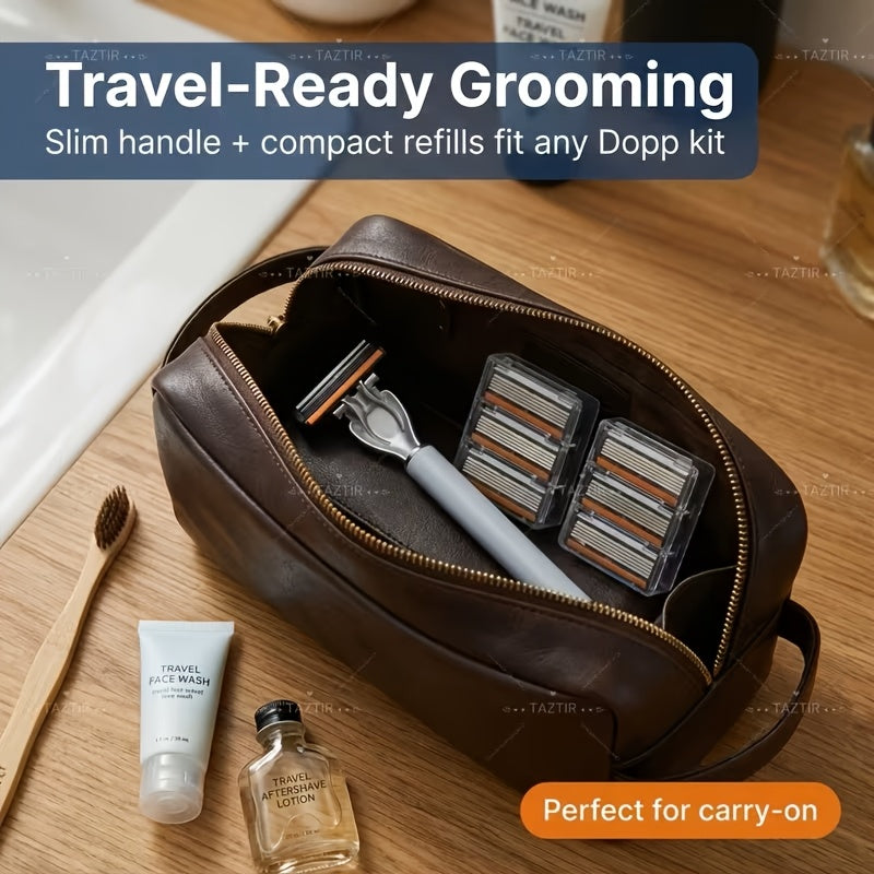 Men's Razor Shaving Kit 2 Handles 72 Blade Refills - Six-Layer Stainless Steel Safety Razor Set for Beard Mustache Grooming, Christmas Valentine Gift for Him