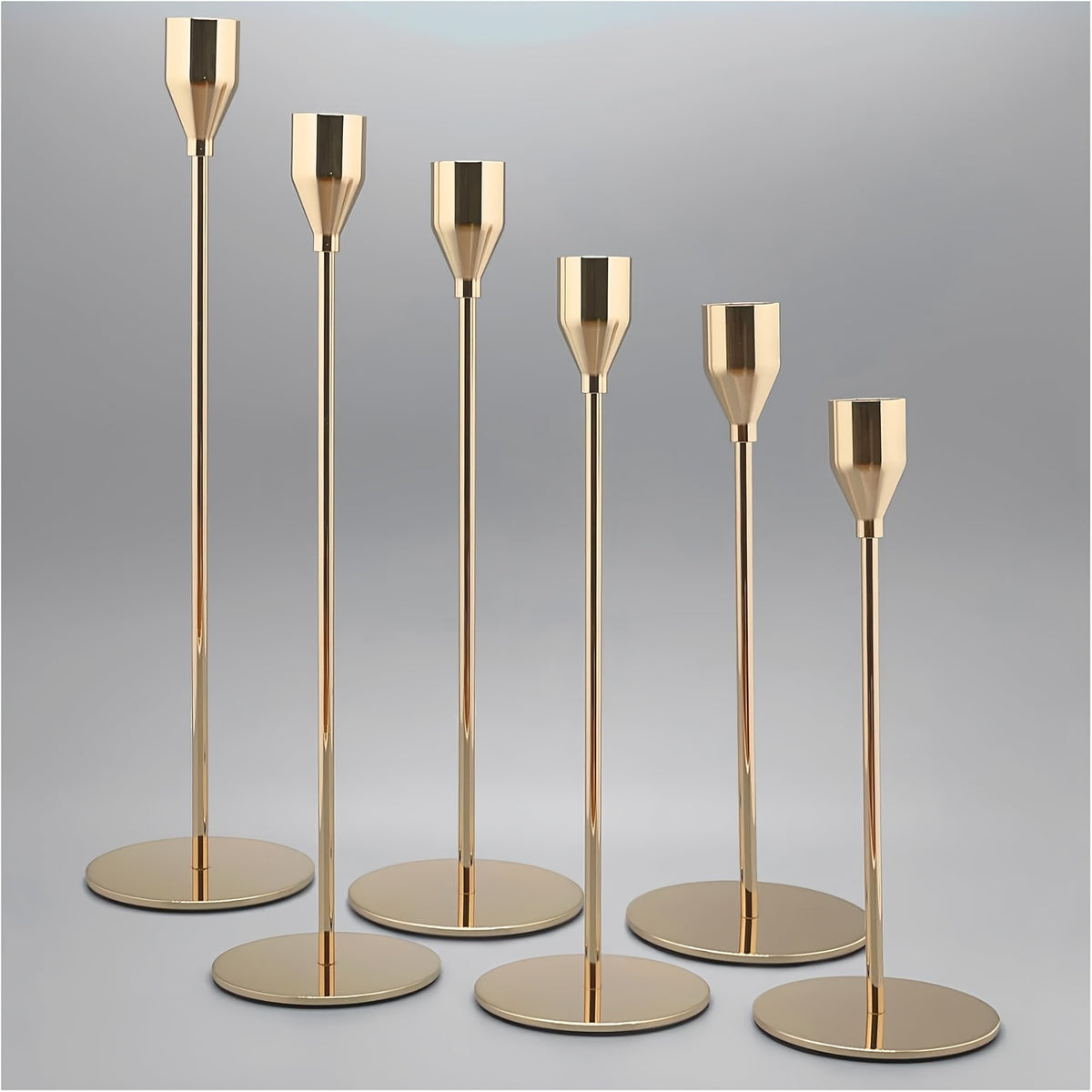 Candlestick Holders Set of 6 Pink & Gold Taper Candle Holders Decorative for Home Decor Weddings Dining Table Parties Anniversaries Elegant Centerpiece