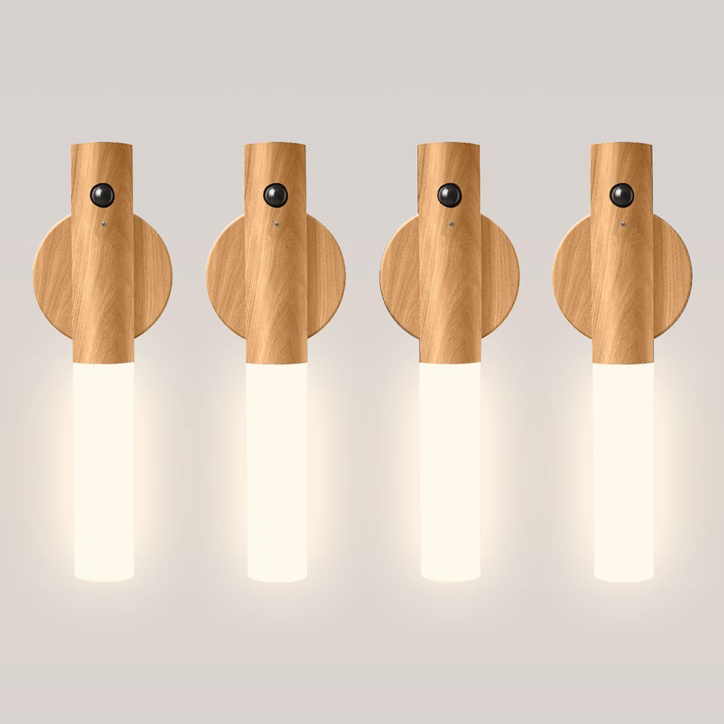 Motion Sensor Night Light 4 Pack Rechargeable Magnetic LED Wall Light for Bedroom Hallway Stairs Closet Picture Lighting