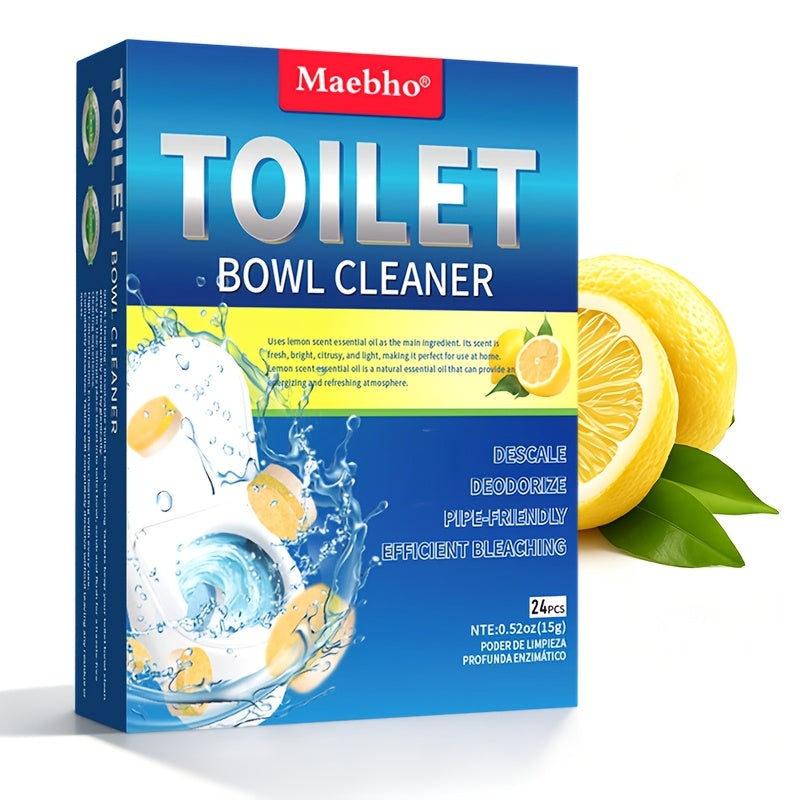 Lemon Toilet Effervescent Cleaning Tablets – Stubborn Stain Remover & Deodorizer, 12pc Cleaning Blocks or 24pc Bubble Tablets