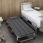 Foldable Bed Frame with Mattress | Stainless Steel Frame, Adjustable Headboard, No Assembly Required – Guest Room & Small Space Folding Bed, Retro Modern Style