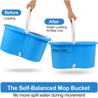 360° Spin Mop and Bucket Set with Wringer – Stainless Steel Extended Handle Spinning Mop Bucket System with 4 Microfiber Mop Refills for Hardwood Tile & Laminate Floor Cleaning