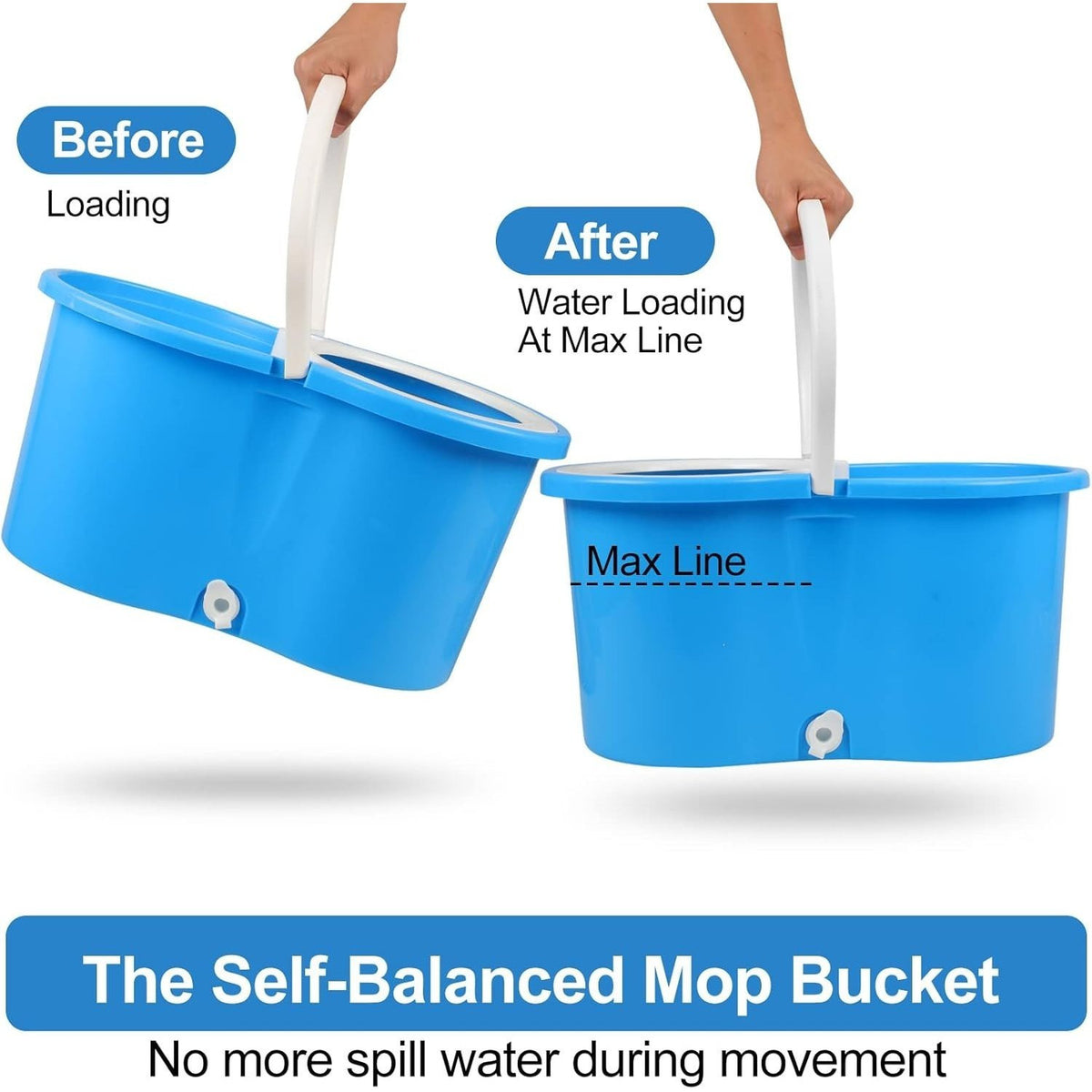 360° Spin Mop and Bucket Set with Wringer – Stainless Steel Extended Handle Spinning Mop Bucket System with 4 Microfiber Mop Refills for Hardwood Tile & Laminate Floor Cleaning