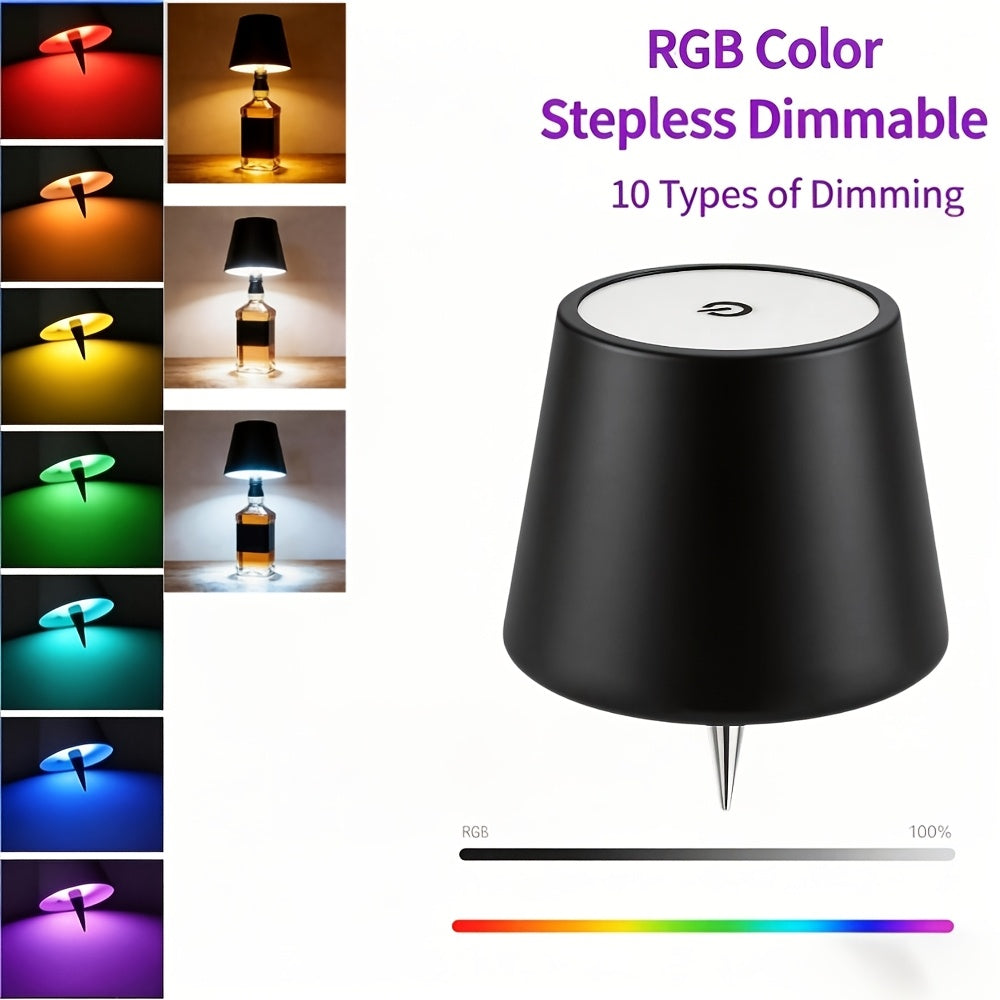 Metal Wireless Wine Bottle Light Rechargeable Dimmable LED Bottle Cap Light 3 Color Temperatures for Bar Cart Wine Bar Bedroom Decor