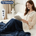 Electric Heated Blanket Soft Flannel 10 Temperature Levels Dual Control – PTC+NTC Overheat Protection, Machine Washable, for Couples Bedroom & Winter Home Use