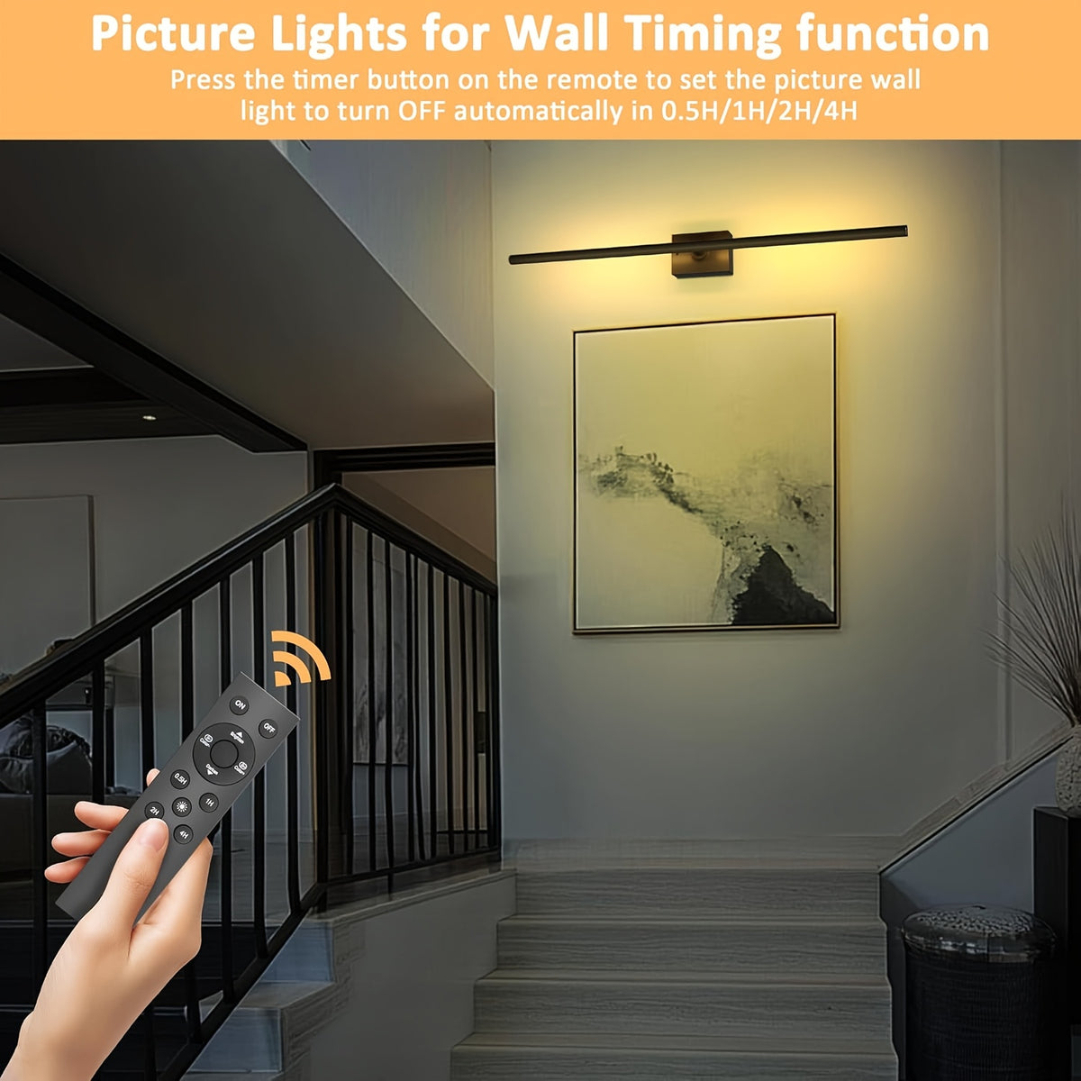 Wireless LED Wall Lights with Remote Control, 2 Pack Dimmable 3000K–6000K Battery Powered, No Wiring Needed, Contemporary Picture Lighting for Bedroom Hallway Living Room – Black & Gold Options