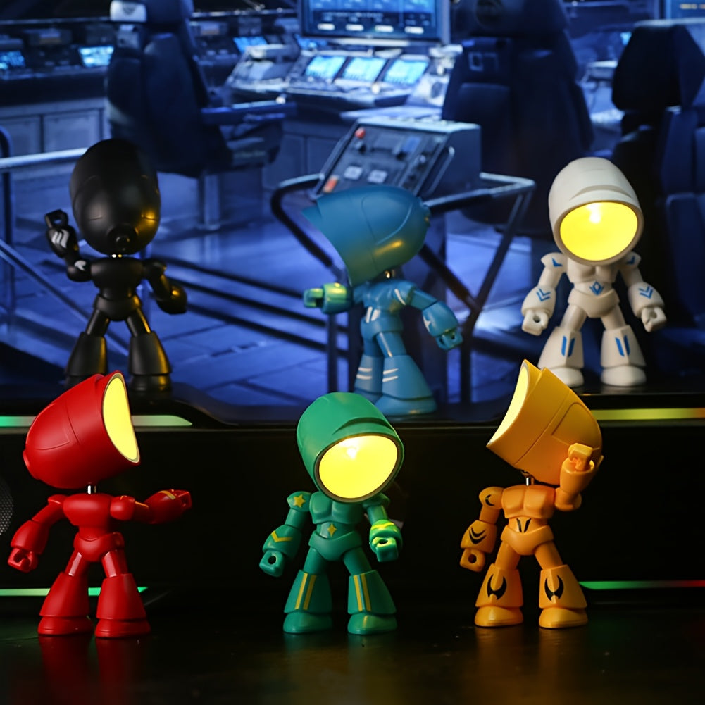 LED Robot Night Light Mini Cute Cartoon Desk Lamp Desktop Decoration for Kids Bedroom Office Holiday Birthday Gift