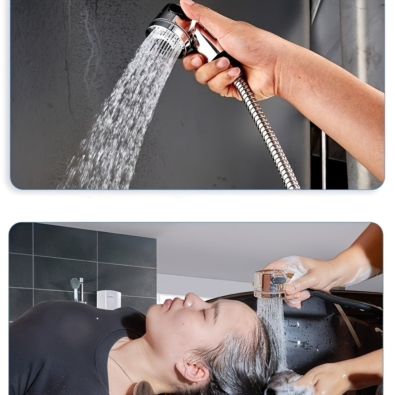 Handheld Shower Head Kit with Bracket, Diverter & Telescopic Hose – High-Pressure Faucet Adapter Shampoo Spray Set for Bathroom Sink, Travel & Portable Shower Use