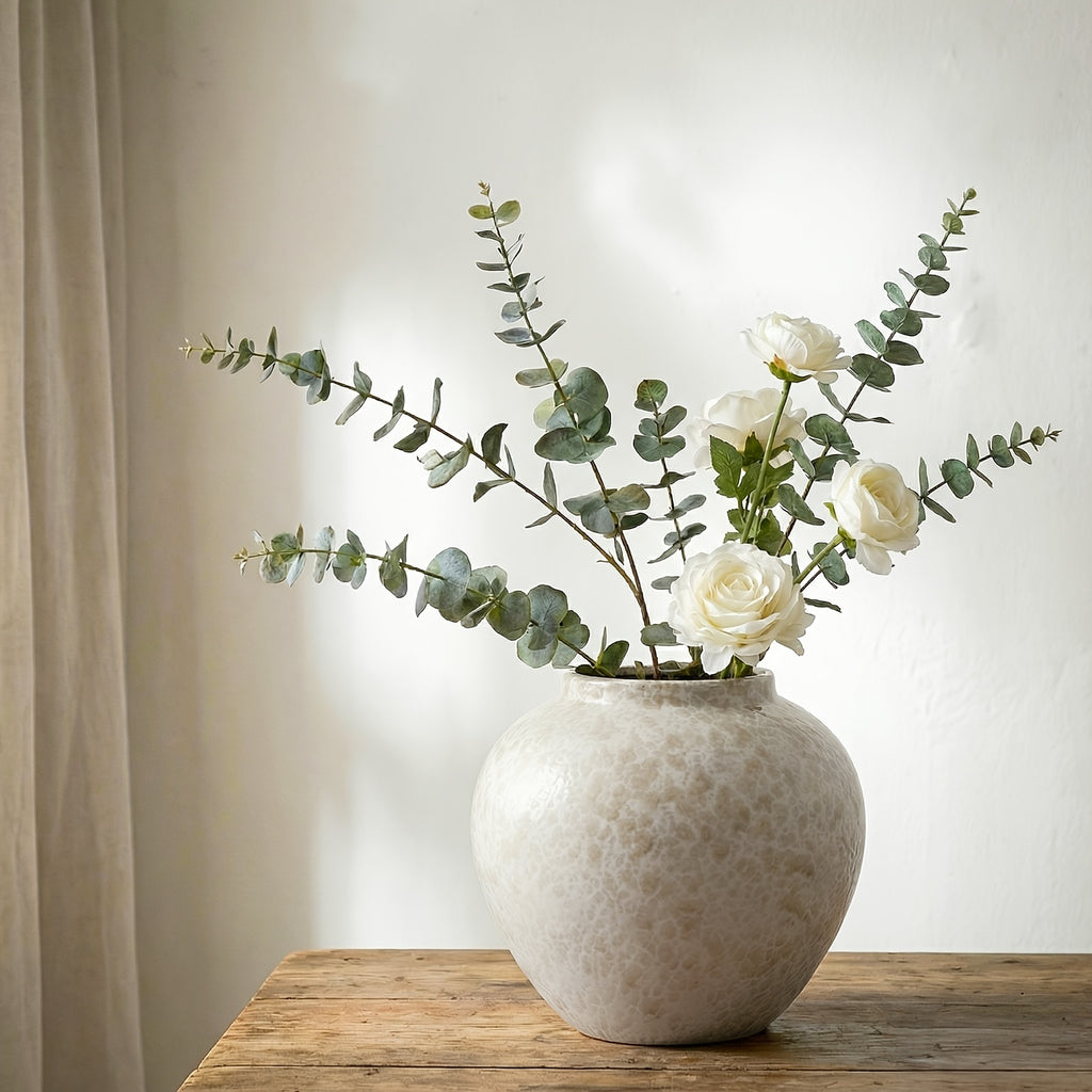 Large Ceramic Flower Vase Farmhouse Rustic – 13" Tall Table Vase for Living Room, Bedroom, Kitchen & Office, Vintage Boho Home Decor for Bookshelf, Fireplace, Coffee Desk & Dining Table Centerpiece