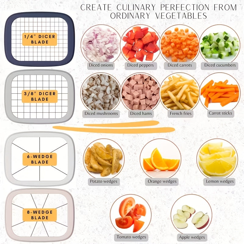4-Blade Stainless Steel Vegetable Grater & Fruit Slicer Multifunctional Mandoline Cutting Tool – Slice Carrots, Cucumbers, Cabbage, Onions, Beans, Fruits & Cheese with Ease