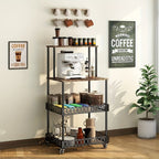 4-Tier Kitchen Microwave Oven Stand with Wheels – Vertical Baking & Bread Storage Rack for Kitchen & Dining Room | Rolling Floor-Standing Shelving