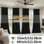 Blackout Curtains Rod Pocket 4 Panels - Thermal Insulated Room Darkening Noise Reducing Matte Drapes for Bedroom Living Room Office, 9 Colors 11 Sizes
