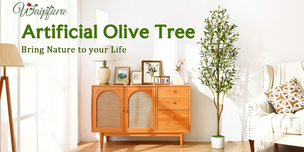 Artificial Olive Tree with Basket, Planter & Moss 5ft 6ft 7ft – Tall Indoor Fake Olive Plant with Realistic Wood Trunk, Lifelike Branches & Fruits for Office, Living Room & Spring Summer Home Decor