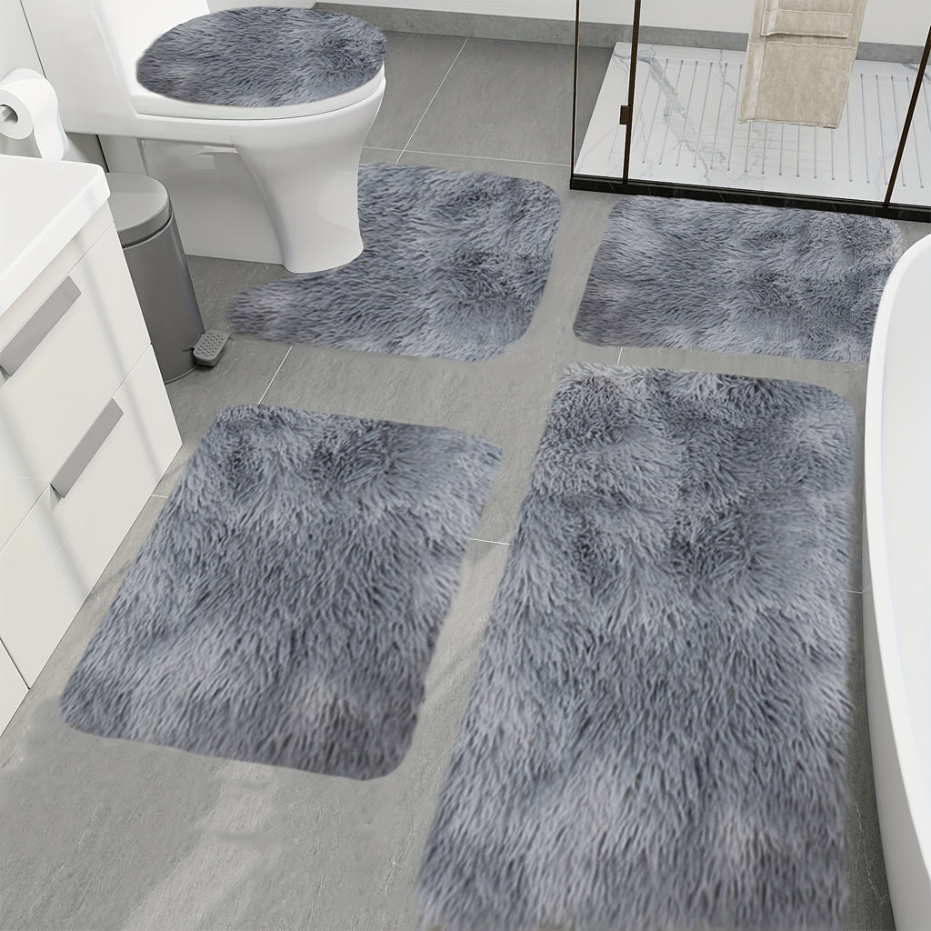 Plush Bath Rugs Set 1-6 Pieces, Multi-Color Microfiber Non-Slip Bathroom Mats – Soft Water Absorbent Thick Machine Washable Toilet Mats for Bathroom, Tub & Shower